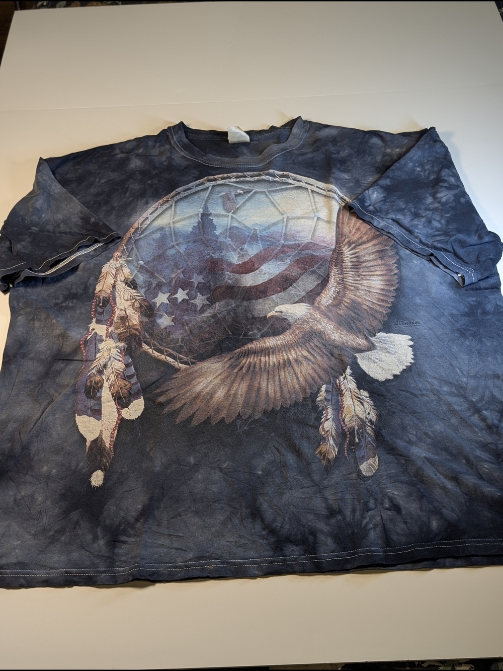 American Bald Eagle Dreamcatcher Tee Blue Tie Dye Size 2XL